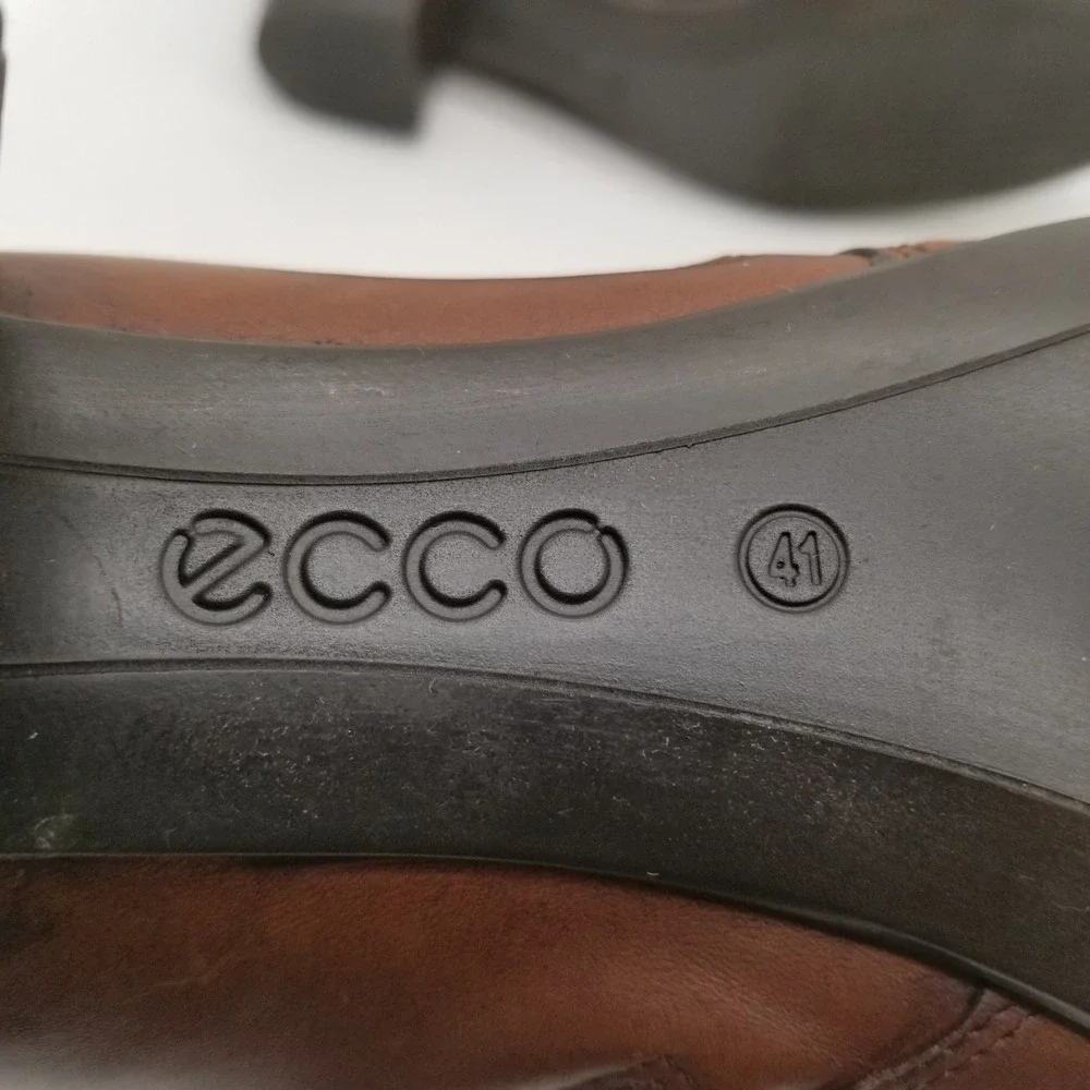 ECCO Shape 35 Block Ankle Boots Brown Leather Zip Booties Womens‎ 41 US 10.5